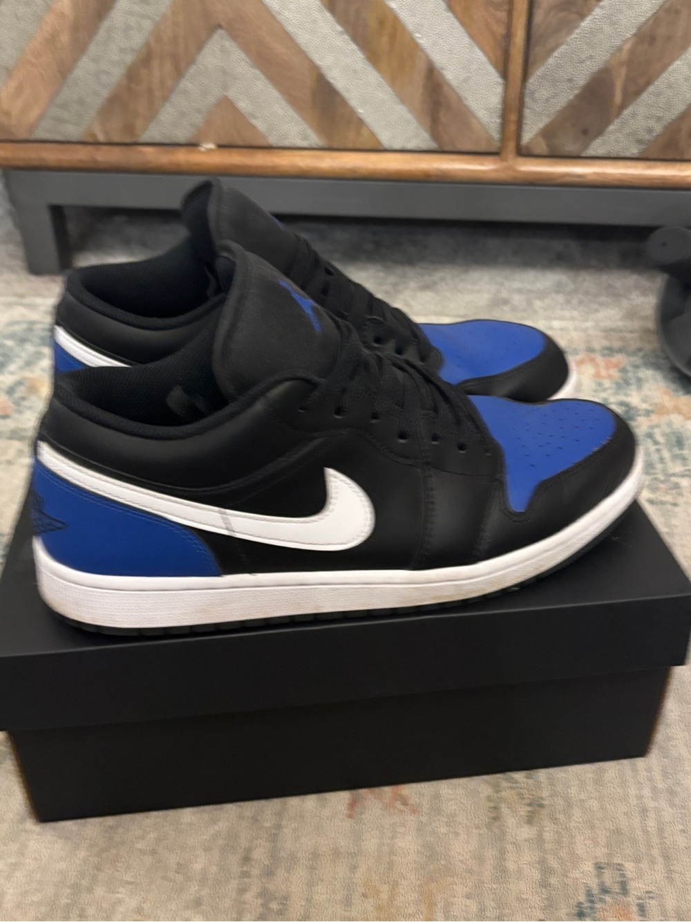 Nike Air Jordan 1 Low - Black, Blue & White- Royal Game changers only worn twice